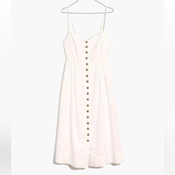 Madewell Linen-Cotton Cami Button-Front Midi Dress - Picture 1 of 12